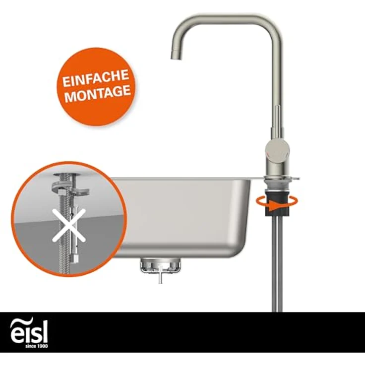 Eisl Futura Spültischarmatur, energiesparende Cold-Start-Funktion, 360° schwenkbar, geräuscharm – Bild 6