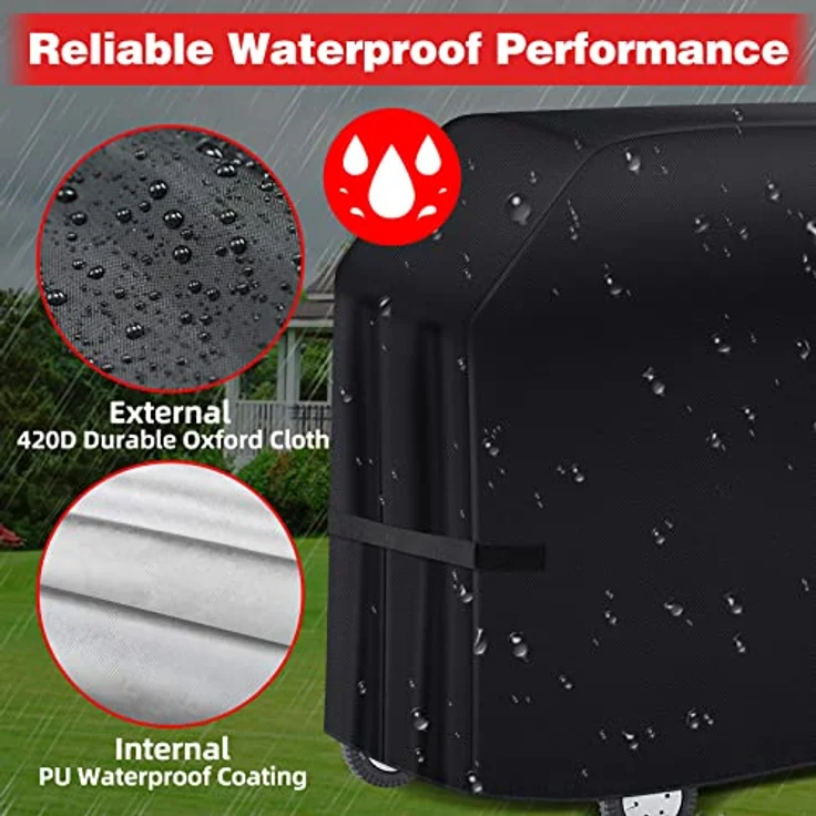 SPGOOD Grillabdeckung 420D Oxford-Stoff, Wetterfest und Wasserdicht, Staubdicht, Universelle Größe 147 x 61 x 122 cm, Reißfest mit Aufbewahrungstasche – Bild 3