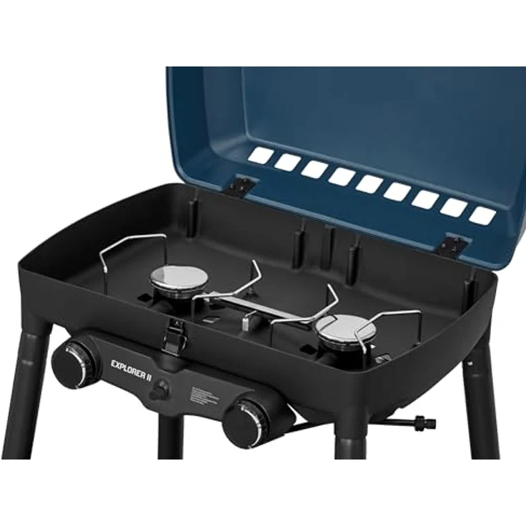Enders Camping Gasgrill Explorer II, 2 Brenner Edelstahl, Grill-Thermometer, Aluguss-Grillwanne #2104 – Bild 3