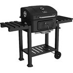 Wetterstein® solider XXL-BBQ GRILLWAGEN Holzkohle Grill mit grosser Doppelablage, Edelstahl Griff, Thermometer, pulverbeschichteter Oberfläche und vielfältigen Ausstattung Details