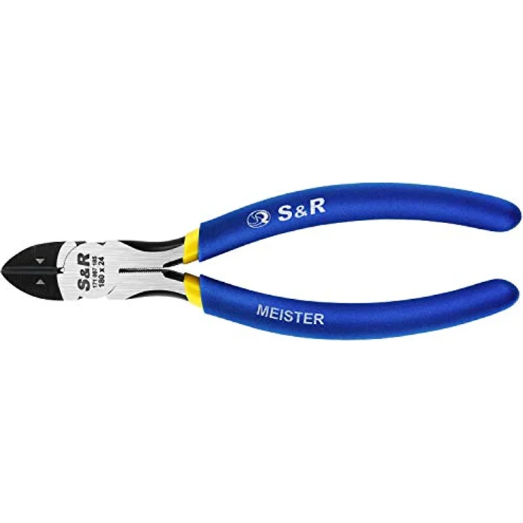 S&R Seitenschneider 180x24 mm, Hochwertiger 55 High Carbon Stahl, phosphatierte Schneidbacken, integrierte Zange, doppelt ummantelte Griffe – Bild 1