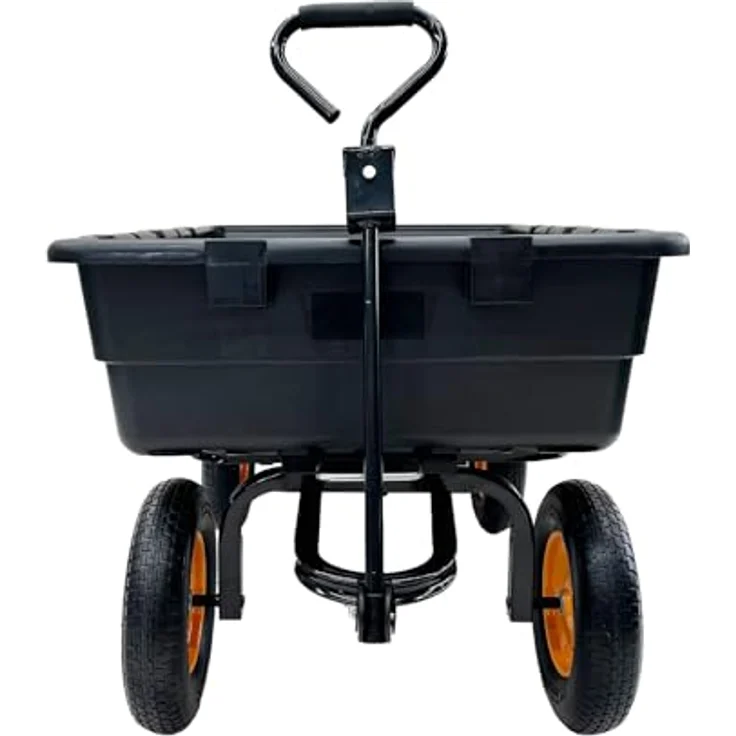 Westmann Prakta L Gartenwagen, Kunststoffkarre mit Kippfunktion, 225 L Volumen, 400 kg Tragkraft, luftbereifte Räder und Zugstange – Bild 5