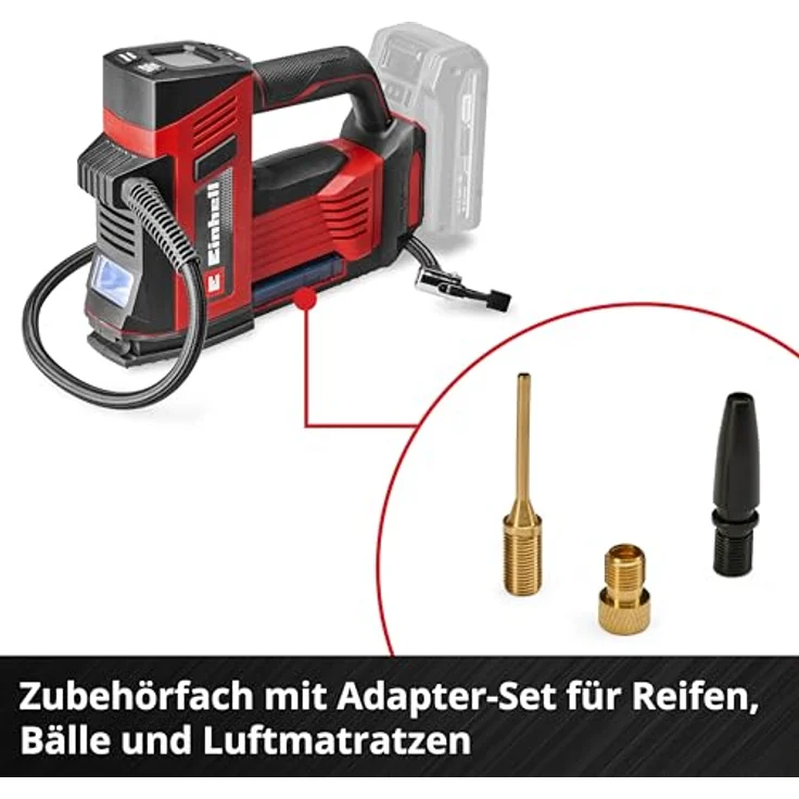 Einhell Akku-Autokompressor CE-CC 18/23 D Li-Solo, kabelloses Aufpumpgerät mit digitalem Manometer und Speicherfunktion für bis zu 4 Druckwerte, max. 11 bar – Bild 6