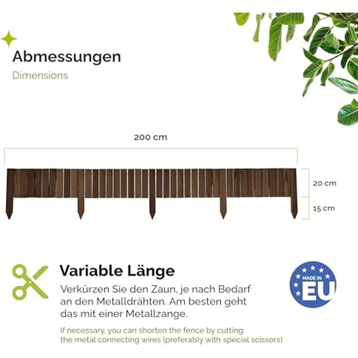 Garronda Rasenkante Beetumrandung Holz flexibel Rollborder 200cm, Höhe 10-40 cm, verschiedene Farben erhältlich – Bild 2