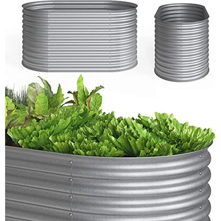 Oskar Hochbeet Kräuterbeet Gemüsebeet oval 160x80x82cm Stahl verzinkt Garten – Bild 8