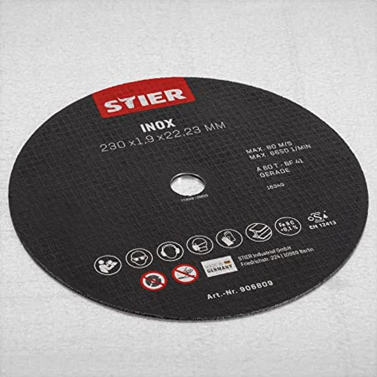 STIER Trennscheibe 230 x 1,9 x 22,23 gerade Inox/Edelstahl, MADE IN GERMANY, für Stahl und Metall, 25er Pack – Bild 5