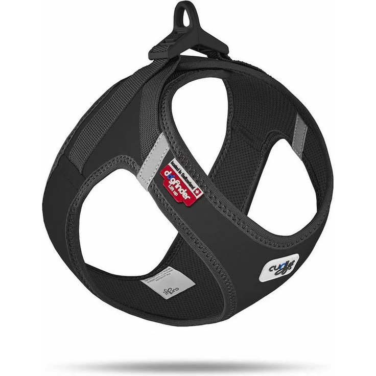 Curli Hunde-Geschirr Clasp Vest Softshell schwarz, verbesserte Ergonomie und reflektierende Elemente