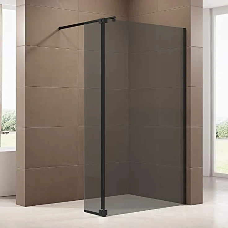 BERNSTEIN Seitenelement Spritzschutz NT106, 10 mm graues ESG-Sicherheitsglas, rahmenlos für Walk-In Dusche – Bild 1