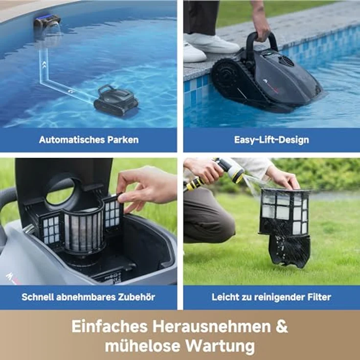 MOVA Diver A10, Intelligenter Poolroboter mit 22 700 L/h Saugleistung, 240 min Laufzeit, Doppel-Bürste und 8 IA-Modi – Bild 9
