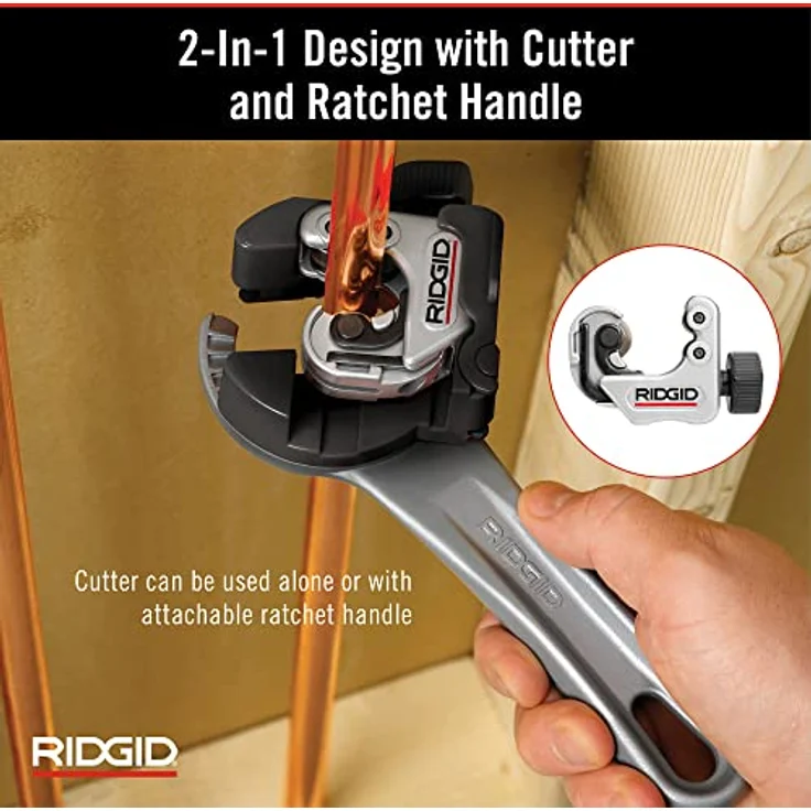 RIDGID 32573 Modell 118 2-in-1 Mini-Rohrabchneider mit AUTOFEED und Ratschengriff für beengte Arbeitsbereiche, Rohrabschneider von 6 mm bis 28 mm – Bild 4