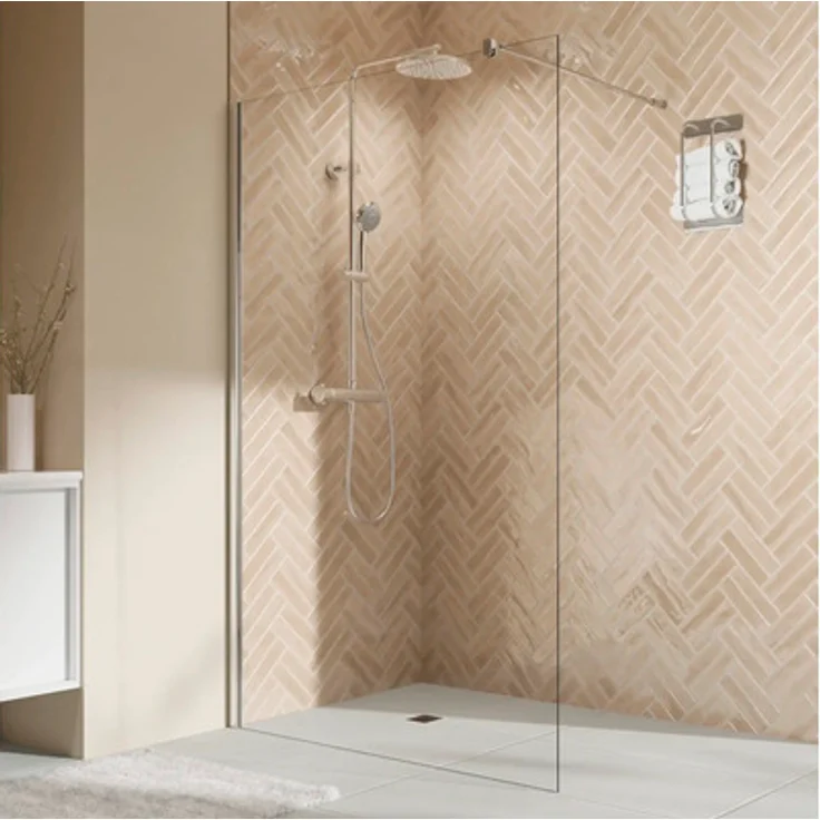 Breuer Elana 2.0, Walk-In Duschabtrennung 80 x 200 cm, abgerundetes Profil in Chrom, Klarglas, reversibel