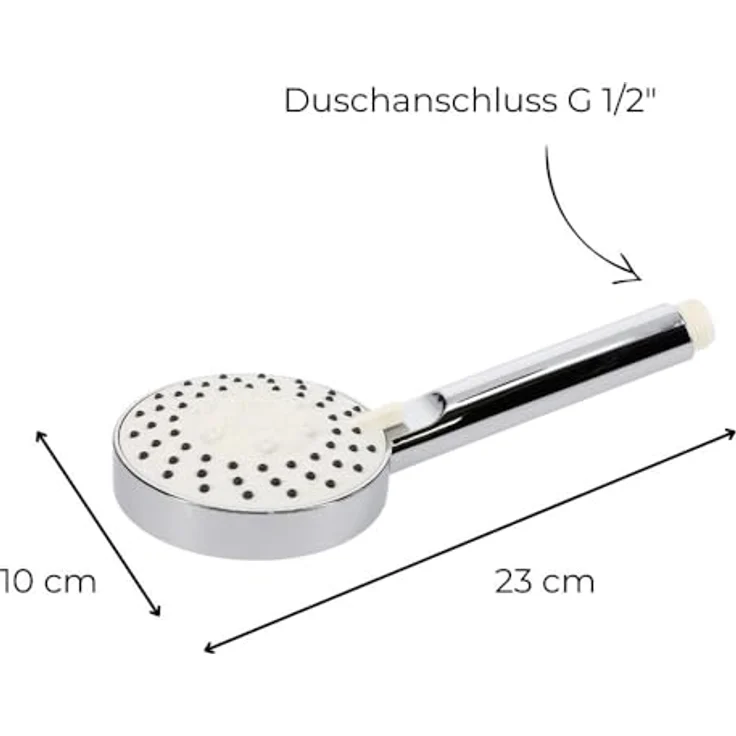 GarPet Handbrause Duschkopf 3 Funktion Wassersparend Chromfarben – Bild 2