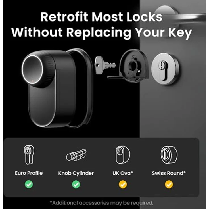 SwitchBot Smart Lock, Ultra Key – Automatisches Türschloss mit Smartphone-Steuerung, 7 Entsperrmethoden, kompatibel mit Alexa und Google Home – Bild 5