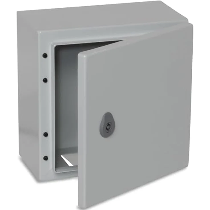 BOXEXPERT® Verteilerkasten außen Treva, wasserdicht IP66 aus Stahlblech, 250x200x150mm, schlagfest IK10, sicher verriegelbar, für Industrie und Außenbereich – Bild 1