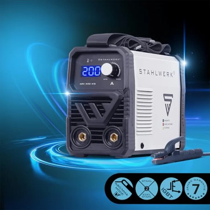 STAHLWERK ARC 200 MD, Inverter Elektrodenschweißgerät 200 A MMA E Hand Lift TIG, langlebig und leistungsstark – Bild 2