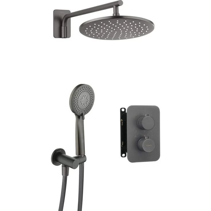 TRIZERATOP Unterputzarmatur Unterputz-Duschset, mit thermostatischer Box, langlebige Titanium-Beschichtung, schwenkbarer Auslauf, Handbrause mit 3 Funktionen, Anti-Kalk-System