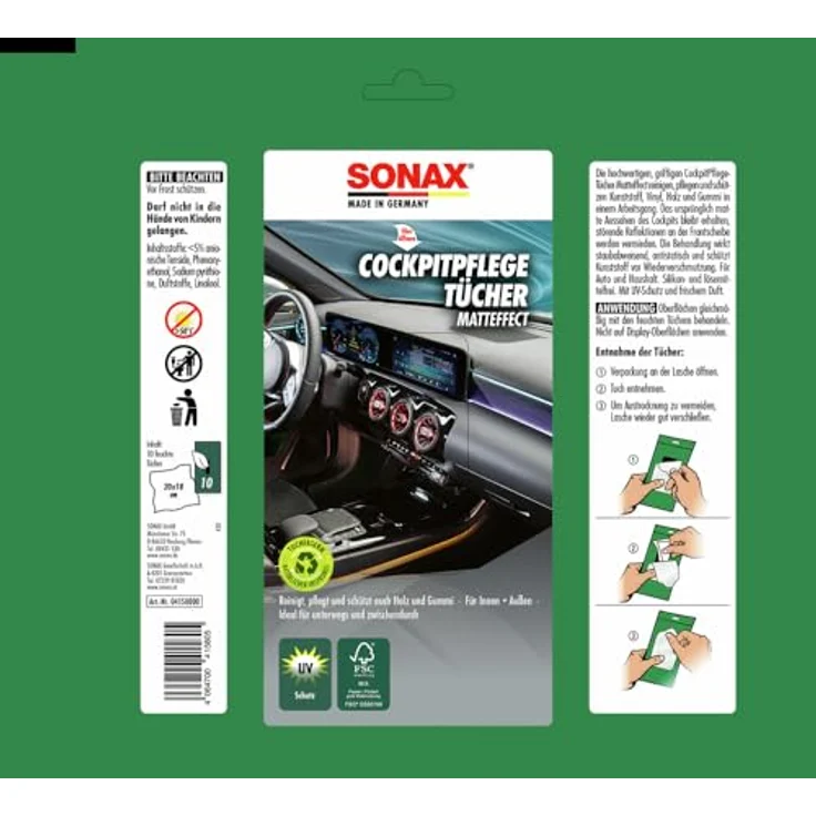 SONAX 04158000  CockpitPflegeTücher Matteffect 10 Stück – Bild 2
