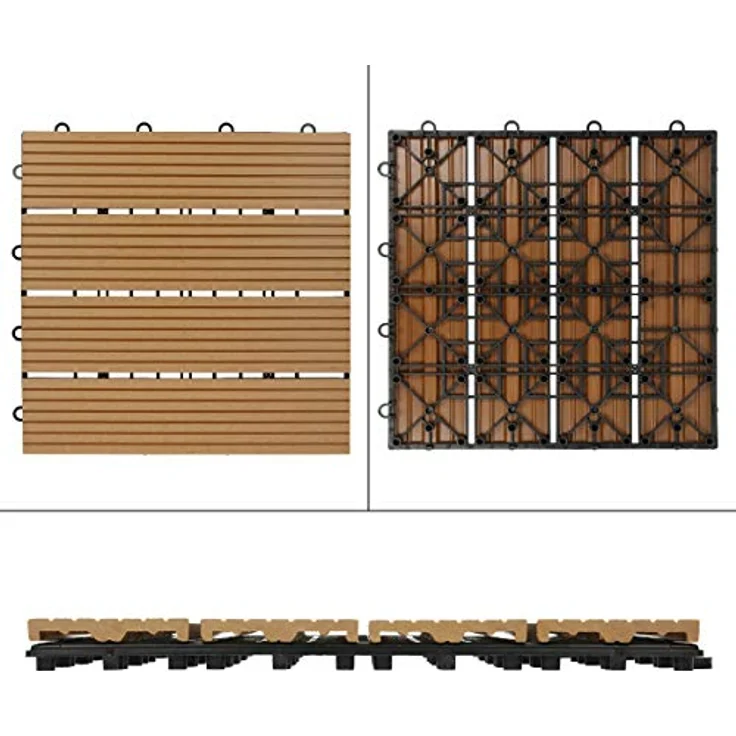 Terrassenfliesen 30x30 cm 11er Set für 1m² Teak aus WPC – Bild 3