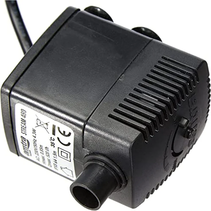 Amtra Stream 480 – Aquariumpumpe für Wasserschildkröten und Fische, elektrisch und tauchbar, max. 520 l/h, 220 V – kleine Tauchpumpe, saugt Wasser aus Aquarien und Teichen, robust und zuverlässig – Bild 5