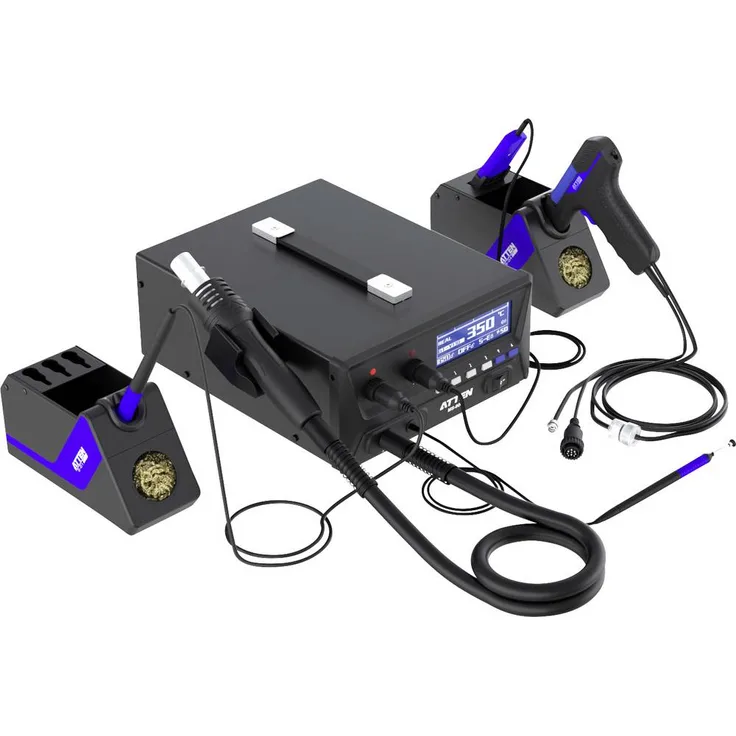 Atten MS-900 Lötstation digital 900W, 4-in-1 System mit Lötkolben, Heißluft-Rework, Entlötpistole und Vakuum-Pick-up, Temperaturbereich 150-500°C