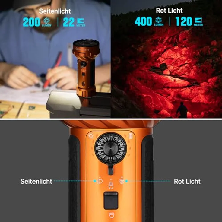 OLIGHT Marauder Mini 2, LED Taschenlampe mit 10000 Lumen, 750 Meter Reichweite, USB-C Aufladung, 5 Lichtmodi, IPX8, orange – Bild 3