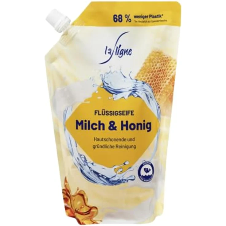 La Ligne Flüssigseife Nachfüllbeutel Milch und Honig, 3er Pack, 750 ml – Hautschonende Reinigung mit rückfettenden Substanzen – Bild 2