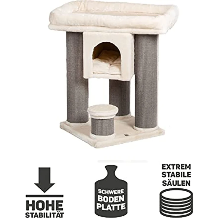 CanadianCat Company | Kratzbaum Calgary - beige - große Plattform, Kuschlhaus, Kuschelhöhle, dicke Sisalstämme, für große und schwere Katzen geeignet - Preisvergleich – Bild 4
