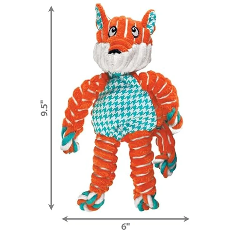 KONG – Floppy Knots Fox – Innere Geknotete Seile und Minimale Füllung für Weniger Unordnung – Für Kleine/Mittelgroße Hunde – Bild 3