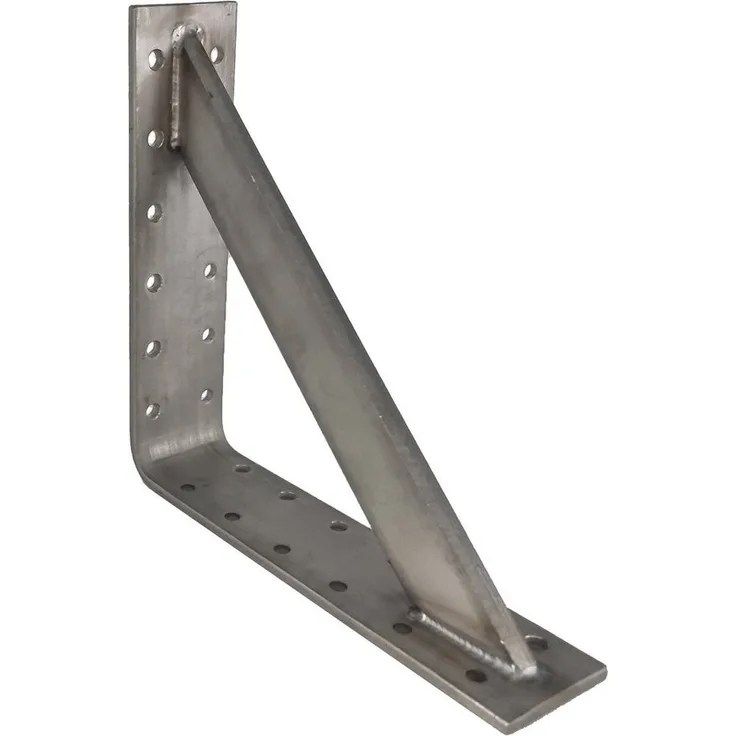 dynamic24 Holzkonstruktionsbeschlag Edelstahl Winkel 200x200x50mm, verstärkt 5mm Schwerlast Bauwinkel mit 24 Bohrungen