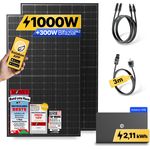 Solakon ONE 1000W Balkonkraftwerk mit Speicher (2,11 kWh), steckerfertiges WIFI Komplettset, Photovoltaikanlage 800W, Kabellänge 3m, bifaziale N-Typ-Solarzellen