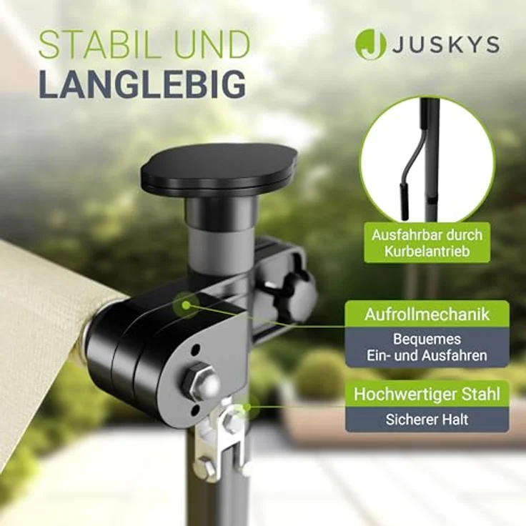 Juskys Klemmmarkise Kapstadt Beige, höhenverstellbar, senkrecht/diagonal ausziehbar – Bild 6