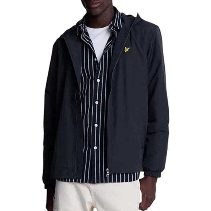 Lyle and Scott Zip Through Kapuzenjacke Herren, blau, XL, strapazierfähiger Materialmix, seitliche Eingrifftaschen, elastische Ärmelbündchen