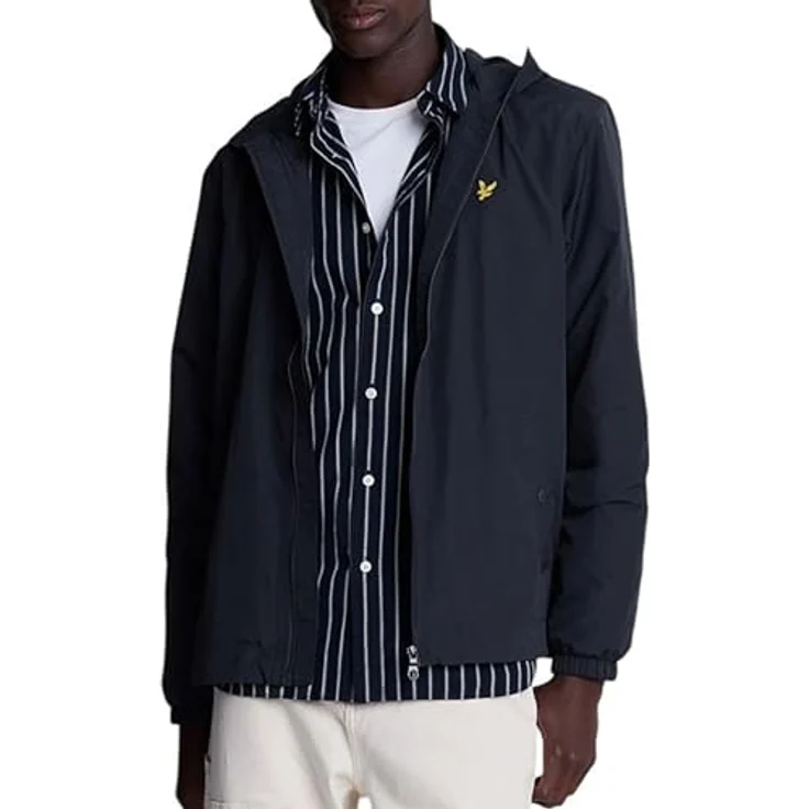 Lyle and Scott Zip Through Kapuzenjacke Herren, blau, XL, strapazierfähiger Materialmix, seitliche Eingrifftaschen, elastische Ärmelbündchen – Bild 1
