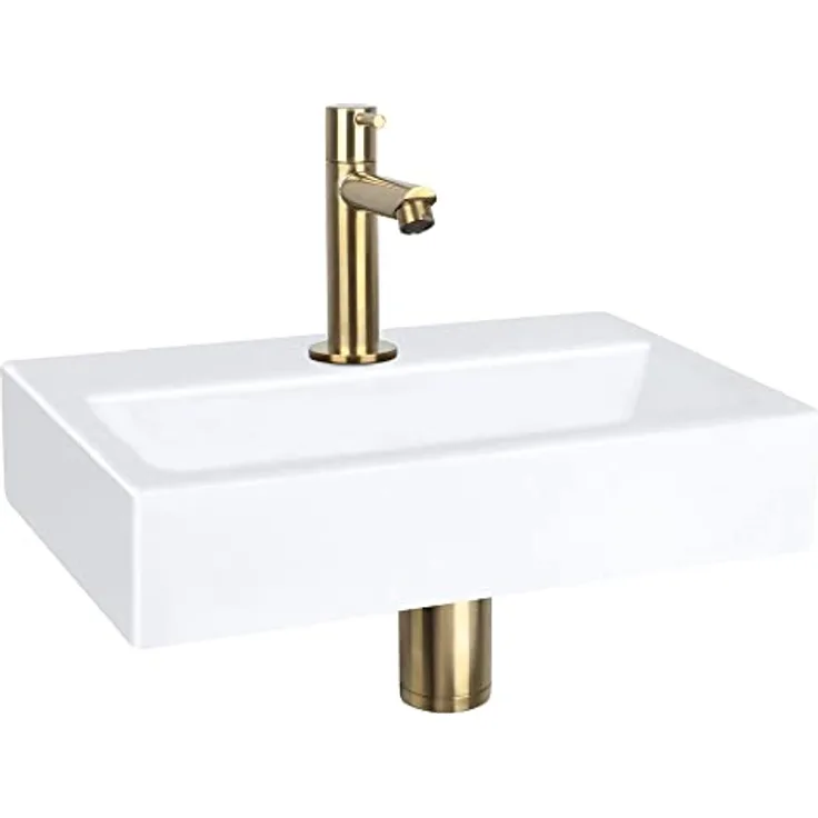 Differnz Flat Waschbecken-Set, kompakte Waschschüssel 38x24x7 cm für moderne WC-Räume
