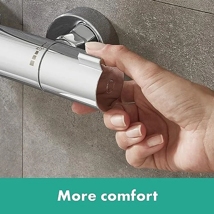 hansgrohe MyFox - Duschthermostat Aufputz, Sicherheitssperre (SafetyStop) bei 40° C, Mischbatterie für 1 Verbraucher, Chrom – Bild 2