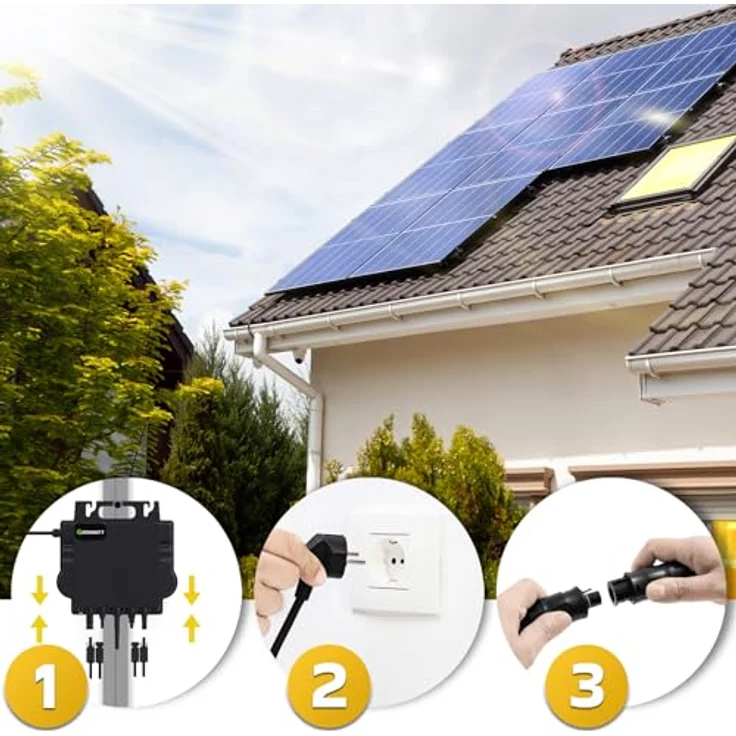 SUNNIVA® Balkonkraftwerk FULL BLACK BIFACIAL 920W/800W Solaranlage mit 800W GROWATT Micro Wechselrichter Wifi Bluetooth, upgradebar drosselbar, 2x460W Bifaziale All Black Solarmodule, 5m Kabel, PV – Bild 3