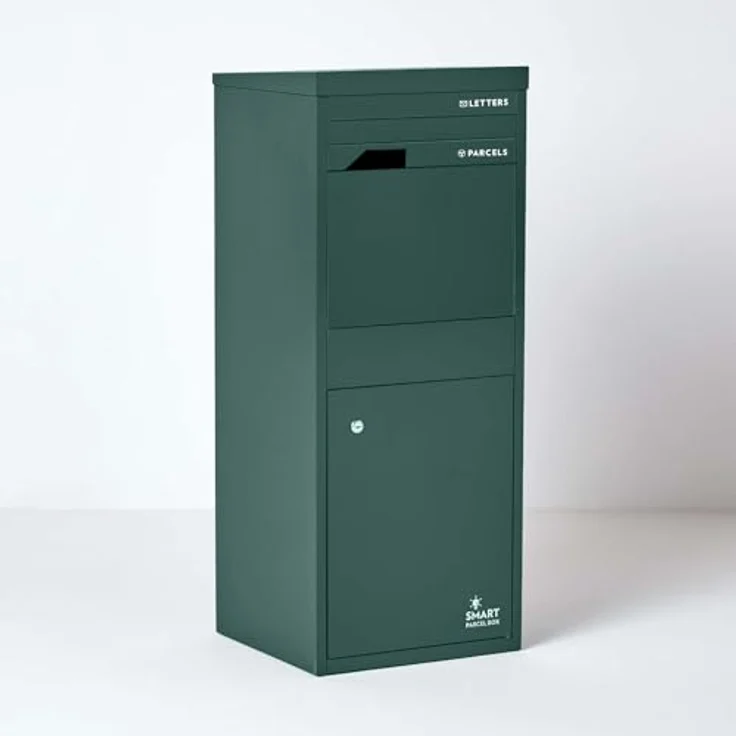 Smart Parcel Box L grün 42x39x103 cm, Paketbriefkasten mit Rückholsperre, sichere Paketbox für Zuhause und Unternehmen, Entnahme hinten & vorne – Bild 2