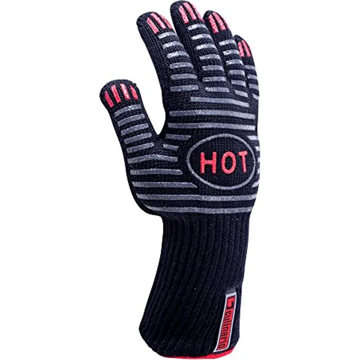 culinario Grillhandschuh -Backhandschuh, Profi Topflappen, bis 250 °C hitzebeständig, mit extra langem 11 cm Bund