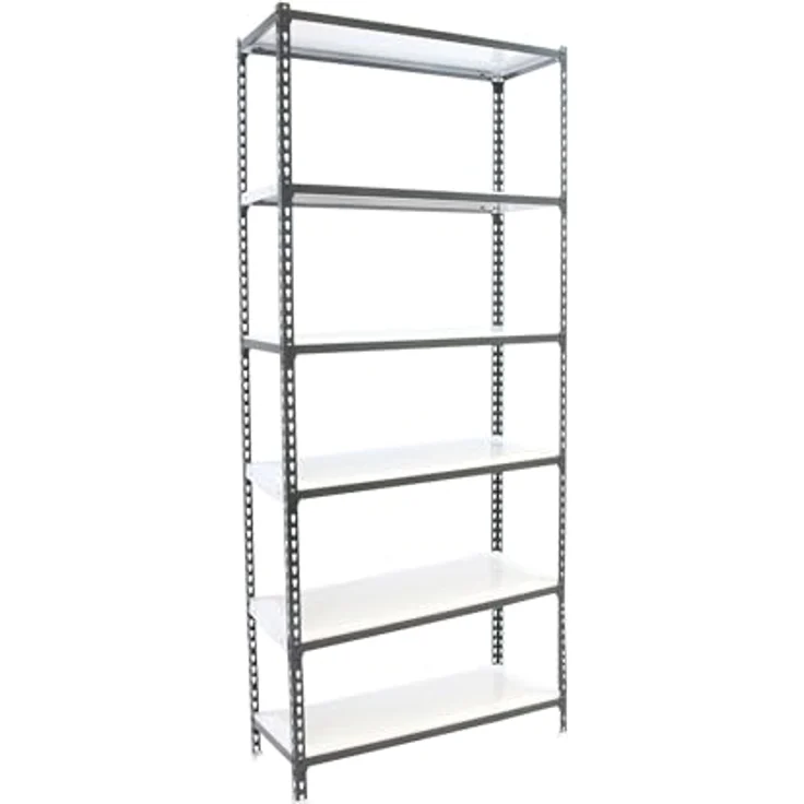 Simonrack Simonclick Metallregal Mini, 250 x 80 x 30 cm, 6 Böden, Traglast 180 kg pro Boden, anthrazit/weiß, steckbar – Bild 1