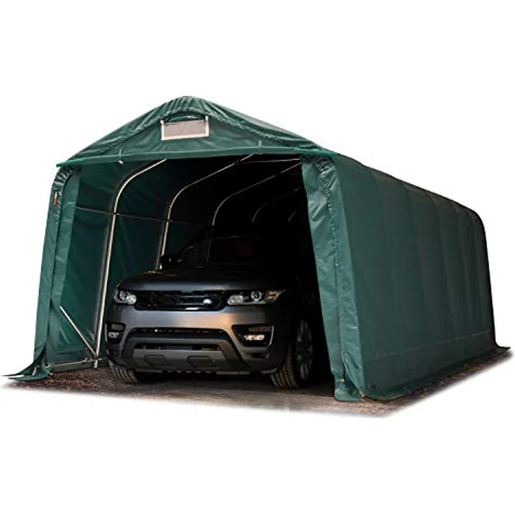 TOOLPORT Garagenzelt Carport 3,3 x 7,2 m, dunkelgrün, wasserdichte PRIMEtex-Plane, stabile Stahlkonstruktion, wind- und schneelastgeprüft – Bild 1