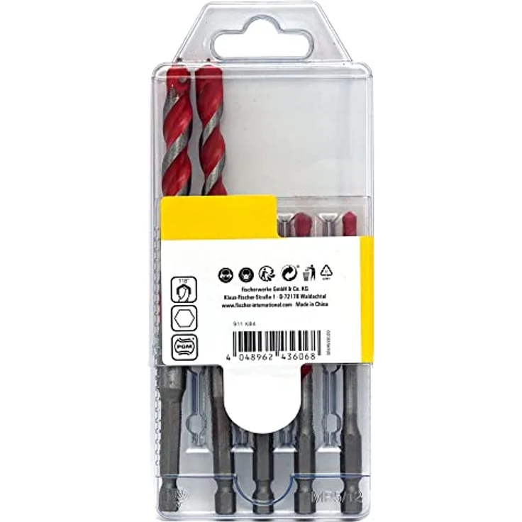 fischer Universalbohrer Set, 5 - 12 mm Durchmesser, Aufsätze für Bohrmaschinen, Bohrerset mit verschiedenen Größen, Verschleißfester Bohrer zum Bohren in unterschiedliche Materialen, 5er Pack – Bild 2
