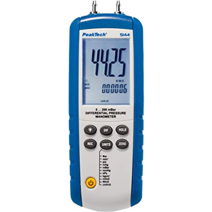 PeakTech 5144 – Digitales Manometer mit USB-Port, LCD-Anzeige und Windows-Software, max. 200 mBar – Bild 1