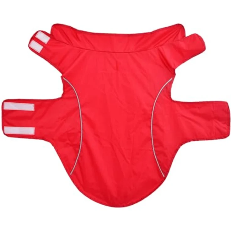 vidaXL Hunde Regenmantel 2XL, wasserdicht mit Reflexstreifen aus Polyester, rot, für Welpen, einfach anzuziehen und maschinenwaschbar – Bild 5