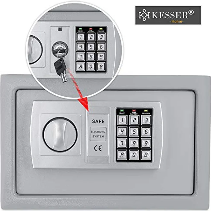 KESSER Tresor Safe Elektronik-Zahlenschloss 31x20x20cm LED-Anzeige Stahlbolzen Silber – Bild 6