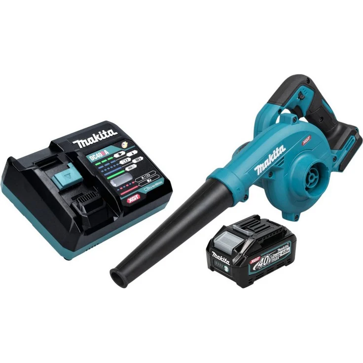 Makita Akku-Laubbläser UB002G, 40 V max. mit 1x 4,0 Ah Akku und Schnell-Ladegerät, stufenlose Geschwindigkeitsregelung