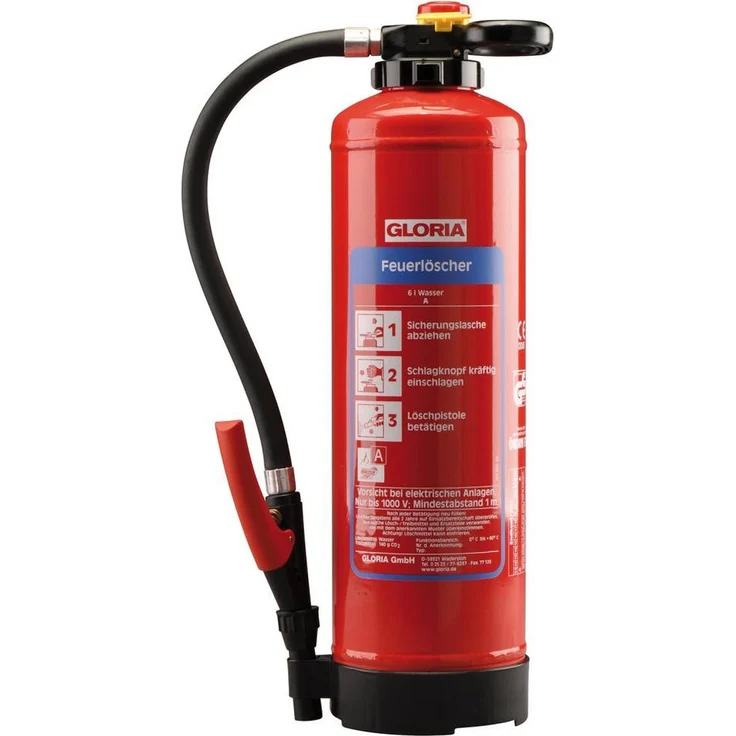 Gloria Pulver-Feuerlöscher Wasser-Aufladelöscher 9 Liter WH 9 PRO Gloria, hochfester glasfaserverstärkter Behälter, Edelstahlanschlüsse, frostsicher bis -30 °C