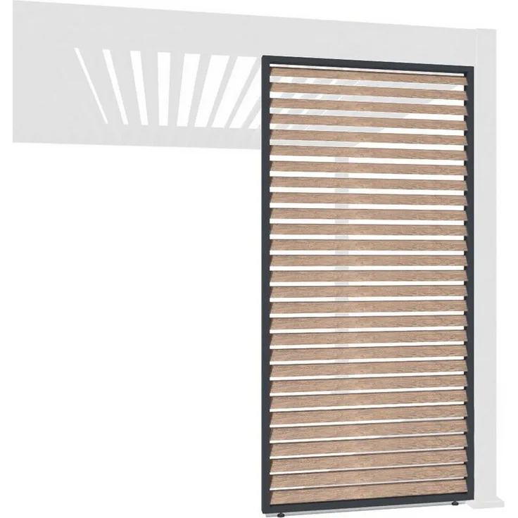Weide Pavillonseitenteil Holzoptik Lamellenwand, Aluminium, 93 cm Breite, perfekter Sichtschutz für Pergola