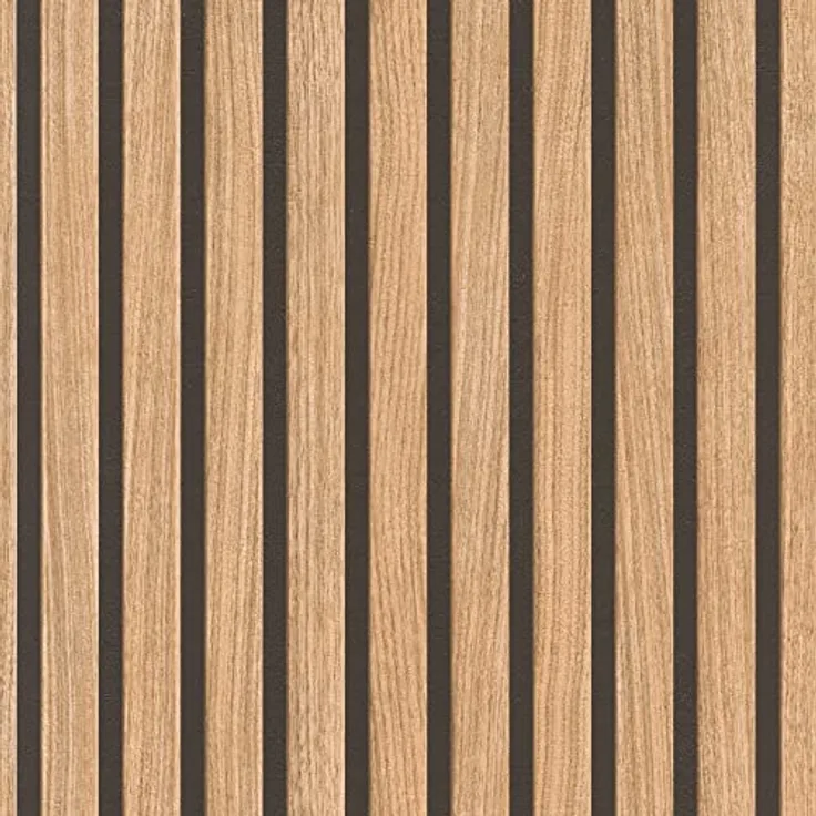 Rasch Tapete 278408, Braune Papiertapete mit Holz-Optik, 3D-Paneele im Skandi Look, 10,05m x 0,53m, waschbeständig, FSC-zertifiziert