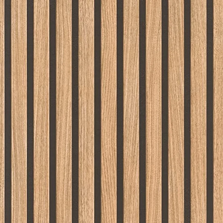 Rasch Tapete 278408, Braune Papiertapete mit Holz-Optik, 3D-Paneele im Skandi Look, 10,05m x 0,53m, waschbeständig, FSC-zertifiziert – Bild 1