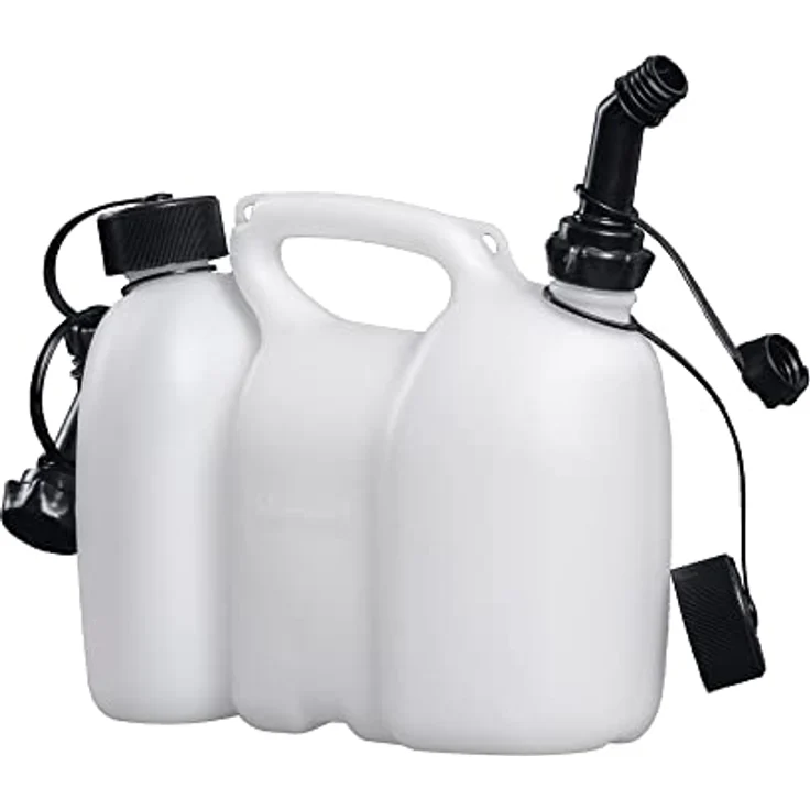 hünersdorff Doppelkanister/Kombikanister für Kraftstoff und Öl mit 2 Ablaufschläuchen, 3+1,5 Liter, UN-Zulassung, Made in Germany – Bild 1